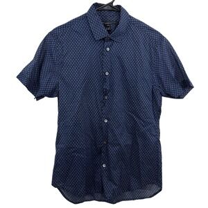 Marc By Marc Jacobs Shirt Mens Small Blue Shrunken Fit Geometric Short Sleeve